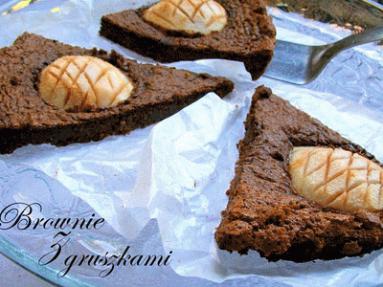 Zdjęcie - Orzechowe brownie z  gruszkami  - Przepisy kulinarne ze zdjęciami