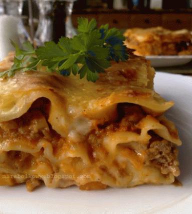 Zdjęcie - Lasagne z mięsem i dynią - Przepisy kulinarne ze zdjęciami