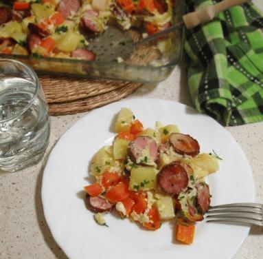 Zdjęcie - Zapiekanka z warzywami i wędliną - Przepisy kulinarne ze zdjęciami