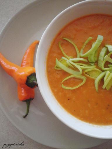 Zdjęcie - Zupa krem pomidorowo- porowa - Przepisy kulinarne ze zdjęciami