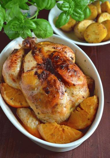 Zdjęcie - Kurczak pieczony z pomarańczami - Przepisy kulinarne ze zdjęciami