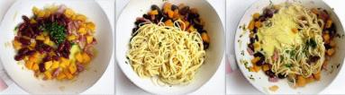 Zdjęcie - Spaghetti carbonara z dynią i czerwoną fasolką - Przepisy kulinarne ze zdjęciami
