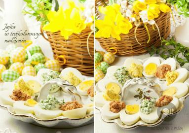 Zdjęcie - Jajka w trójkolorowym nadzieniu - Przepisy kulinarne ze zdjęciami