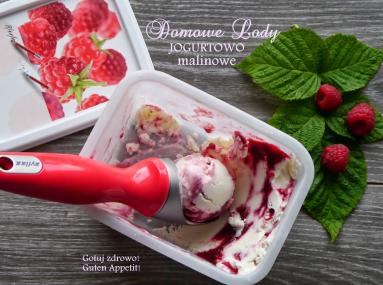 Zdjęcie - Domowe lody jogurtowo-malinowe bez jajek - Przepisy kulinarne ze zdjęciami