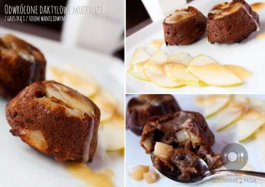 Zdjęcie - Odwrócone daktylowe muffinki z gruszką i z sosem waniliowym - Przepisy kulinarne ze zdjęciami