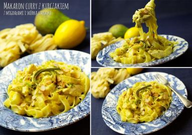 Zdjęcie - Makaron curry z kurczakiem z migdałami i skórką limonki - Przepisy kulinarne ze zdjęciami