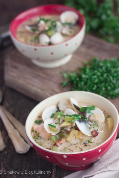 Zdjęcie - Chowder czyli zupa rybna z małżami - Przepisy kulinarne ze zdjęciami