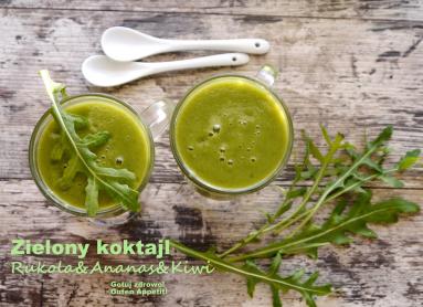 Zdjęcie - Zielony kokotajl odchudzający rukola&ananas&kiwi - Przepisy kulinarne ze zdjęciami