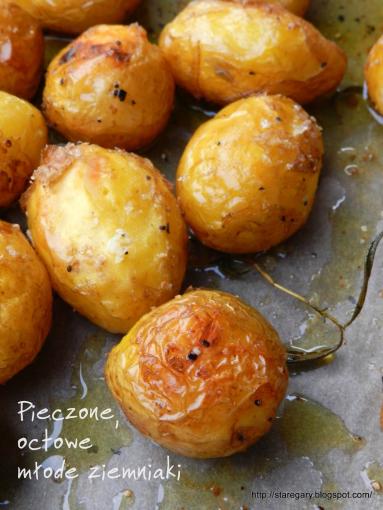 Zdjęcie - Pieczone, octowe młode ziemniaki - Przepisy kulinarne ze zdjęciami