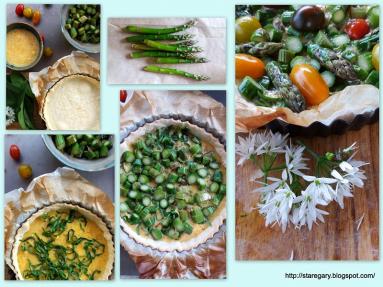 Zdjęcie - Tarta z zielonymi szparagami i czosnkiem niedźwiedzim - Przepisy kulinarne ze zdjęciami