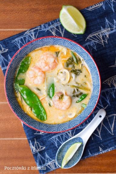 Zdjęcie - Azjatycka zupa laksa z krewetkami | U stóp Benbulbena - Przepisy kulinarne ze zdjęciami