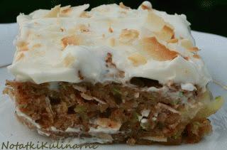 Zdjęcie - Ciasto z cukinii z dodatkiem ananasa i kremem twarożkowym - Przepisy kulinarne ze zdjęciami