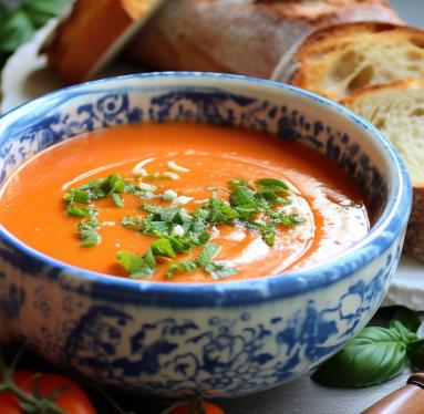 Zdjęcie - Zupa krem z pomidorów z bazylią: zupa gotowa w 20 minut! - Przepisy kulinarne ze zdjęciami