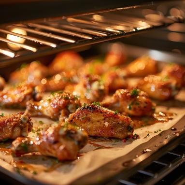 Zdjęcie - Chrupiące skrzydełka z kurczaka w miodowo-czosnkowej glazurze - Przepisy kulinarne ze zdjęciami