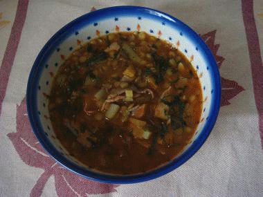 Zdjęcie - Zupa z zielonej soczewicy, ziemniaków, szynki  - Przepisy kulinarne ze zdjęciami