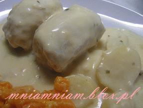 Zdjęcie - Roladki schabowe w sosie serowym, z  ziemniaczkami  - Przepisy kulinarne ze zdjęciami