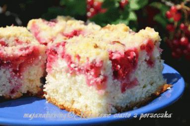 Zdjęcie - Jogurtowe ciasto z porzeczkami i kruszonką  - Przepisy kulinarne ze zdjęciami