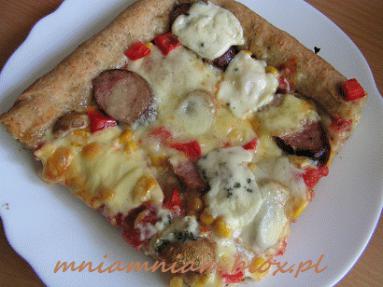 Zdjęcie - Pizza chłopska na cieście  pełnoziarnistym  - Przepisy kulinarne ze zdjęciami