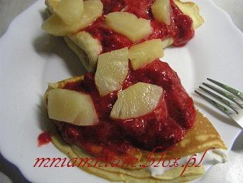 Zdjęcie - Naleśniki  truskawkowo-ananasowe  - Przepisy kulinarne ze zdjęciami