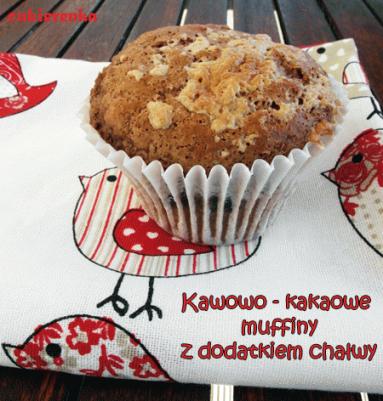 Zdjęcie - Kawowo-kakaowe muffiny z dodatkiem chałwy i czekolady - Przepisy kulinarne ze zdjęciami
