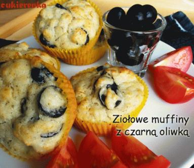 Zdjęcie - Ziołowe muffiny z czarną oliwką - Przepisy kulinarne ze zdjęciami