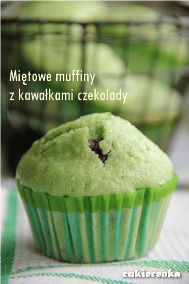 Zdjęcie - Miętowe muffiny z kawałkami czekolady - Przepisy kulinarne ze zdjęciami