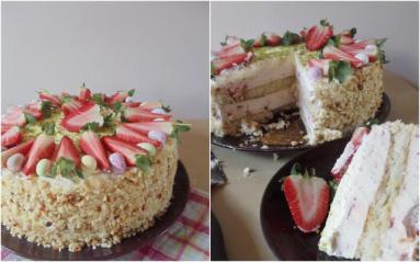 Zdjęcie - tort truskawkowy z cydrem gruszkowym - Przepisy kulinarne ze zdjęciami