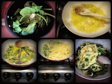 Zdjęcie - Tagliatelle ze szpinakiem i szparagami - Przepisy kulinarne ze zdjęciami