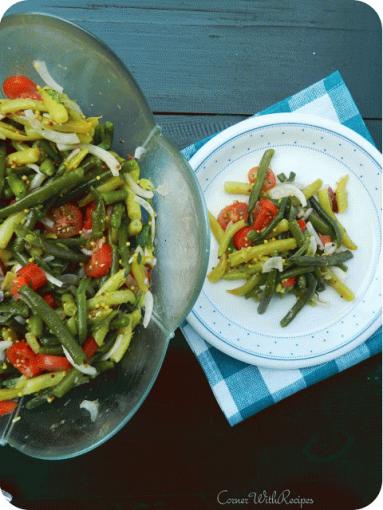 Zdjęcie - Sałatka z fasolką szparagową i musztardą francuską - Przepisy kulinarne ze zdjęciami