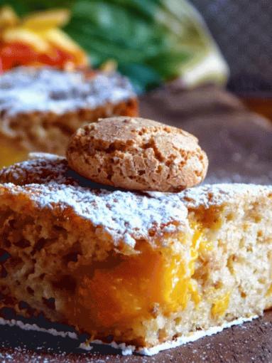 Zdjęcie - Placek z ciasteczkami amaretto i  brzoskwiniami - Przepisy kulinarne ze zdjęciami