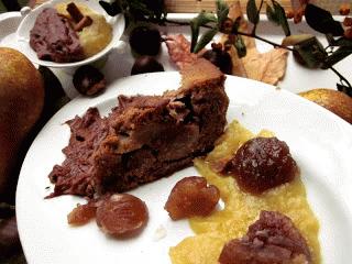 Zdjęcie - Jesienna tarta kasztanowa z gruszkami - Przepisy kulinarne ze zdjęciami