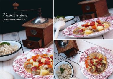 Zdjęcie - Krupnik wołowy z jarzynami i chorizo - Przepisy kulinarne ze zdjęciami