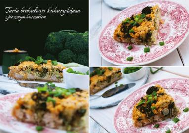 Zdjęcie - Tarta brokułowo-kukurydziana z pieczonym kurczakiem - Przepisy kulinarne ze zdjęciami