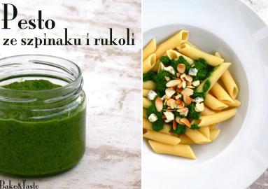 Zdjęcie - Pesto szpinakowe z dodatkiem rukoli (z migdałami i serem pleśniowym) - Przepisy kulinarne ze zdjęciami