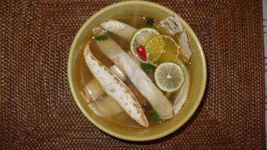 Zdjęcie - Orientalna zupa z kurczakiem i tortillą - Przepisy kulinarne ze zdjęciami