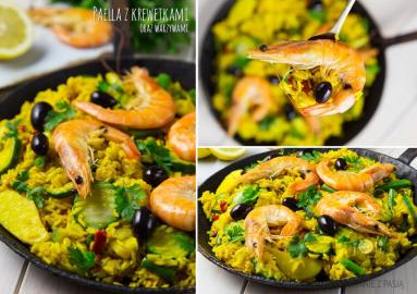 Zdjęcie - Paella z krewetkami oraz warzywami - Przepisy kulinarne ze zdjęciami
