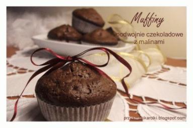 ZdjÄcie - Muffiny podwojnie czekoladowe z malinami - Przepisy kulinarne ze zdjÄciami