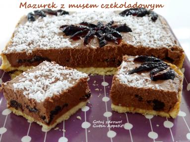 Zdjęcie - Mazurek z musem czekoladowym - Przepisy kulinarne ze zdjęciami