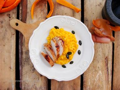 Zdjęcie - Kremowe risotto dyniowe z kurczakiem - Przepisy kulinarne ze zdjęciami
