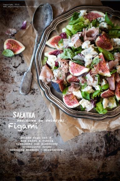 Zdjęcie - Sałatka z figami i serem z niebieską pleśnią (Fig and blue cheese salad). - Przepisy kulinarne ze zdjęciami