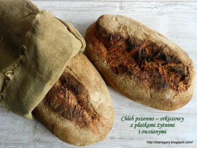 Zdjęcie - Chleb pszenno &#8211; orkiszowy z płatkami żytnimi i owsianymi - grudniowa piekarnia - Przepisy kulinarne ze zdjęciami