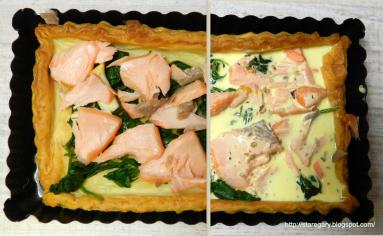 Zdjęcie - Tarta z łososiem i szpinakiem - Przepisy kulinarne ze zdjęciami
