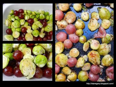 Zdjęcie - Brukselka pieczona z winogronami - Przepisy kulinarne ze zdjęciami