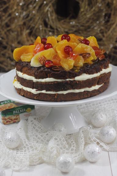 Zdjęcie - Tort bakaliowy z orzechowo-owocową dekoracją - Przepisy kulinarne ze zdjęciami
