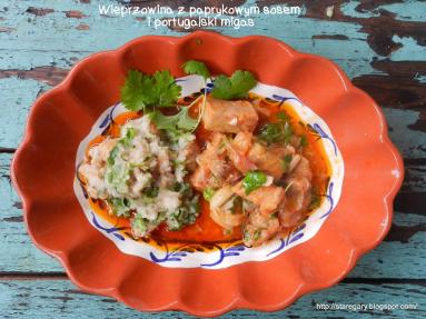 Zdjęcie - Wieprzowina z paprykowym sosem i portugalski migas - Przepisy kulinarne ze zdjęciami