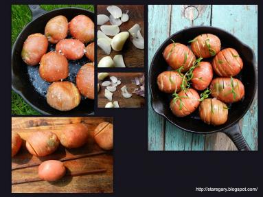 Zdjęcie - Ziemniaki Hasselback z czosnkiem i rozmarynem - Przepisy kulinarne ze zdjęciami