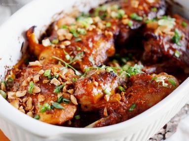Zdjęcie - Pieczony kurczak w sosie satay / Roasted chicken satays - Przepisy kulinarne ze zdjęciami