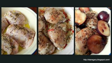 Zdjęcie - Kurczak pieczony ze śliwkami i sosem sojowym - Przepisy kulinarne ze zdjęciami