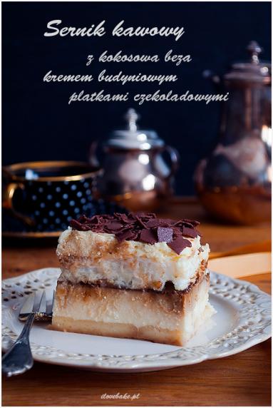 Zdjęcie - Sernik kawowy z bezą i kremem - Przepisy kulinarne ze zdjęciami