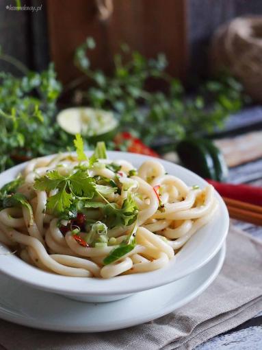 Zdjęcie - Makaron udon z chilli i szpinakiem / Udon noodle salad with chilli and spinach - Przepisy kulinarne ze zdjęciami